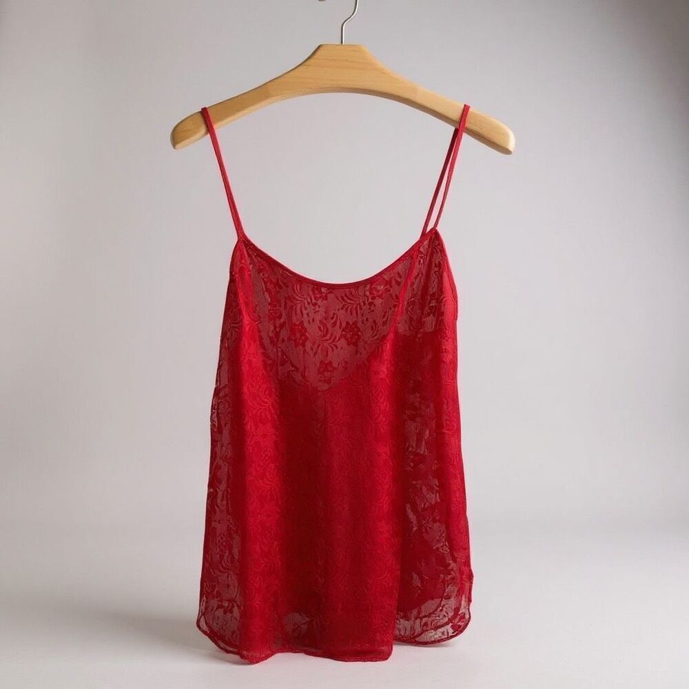 Victoria’s Secret Vintage Red Lace Slip Dress Lingerie Gold Label